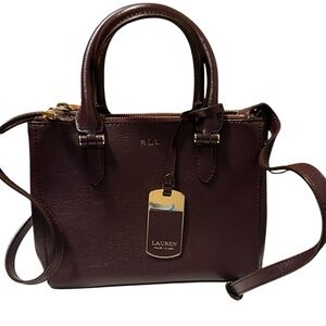 Ralph Lauren Newbury Mini Double Zip Handbag Burgundy